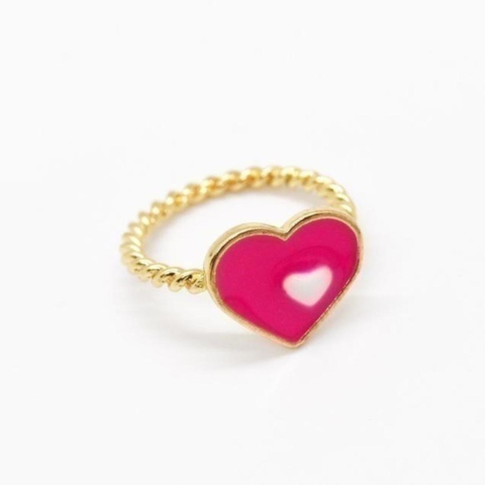 Size 8 Gold/Pink Valentines Heart Ring